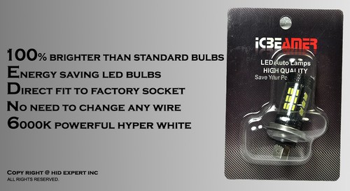 H7 Samsung LED 57 SMD White Headlight Xenon Fit Fog Light Bulbs / High Beam X88 - Picture 3 of 7