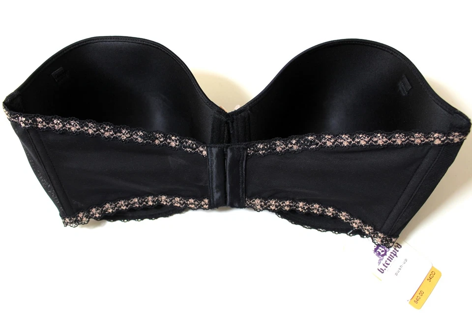 Sujetador b.tempt'd Pushup Faithfully Yours sin tirantes UW talla 34DD negro venta al por menor $40 Foto 2 de 3