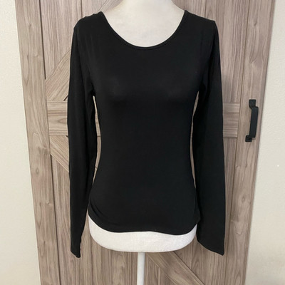 NWT Derek Heart Black medium long sleeve strappy back top