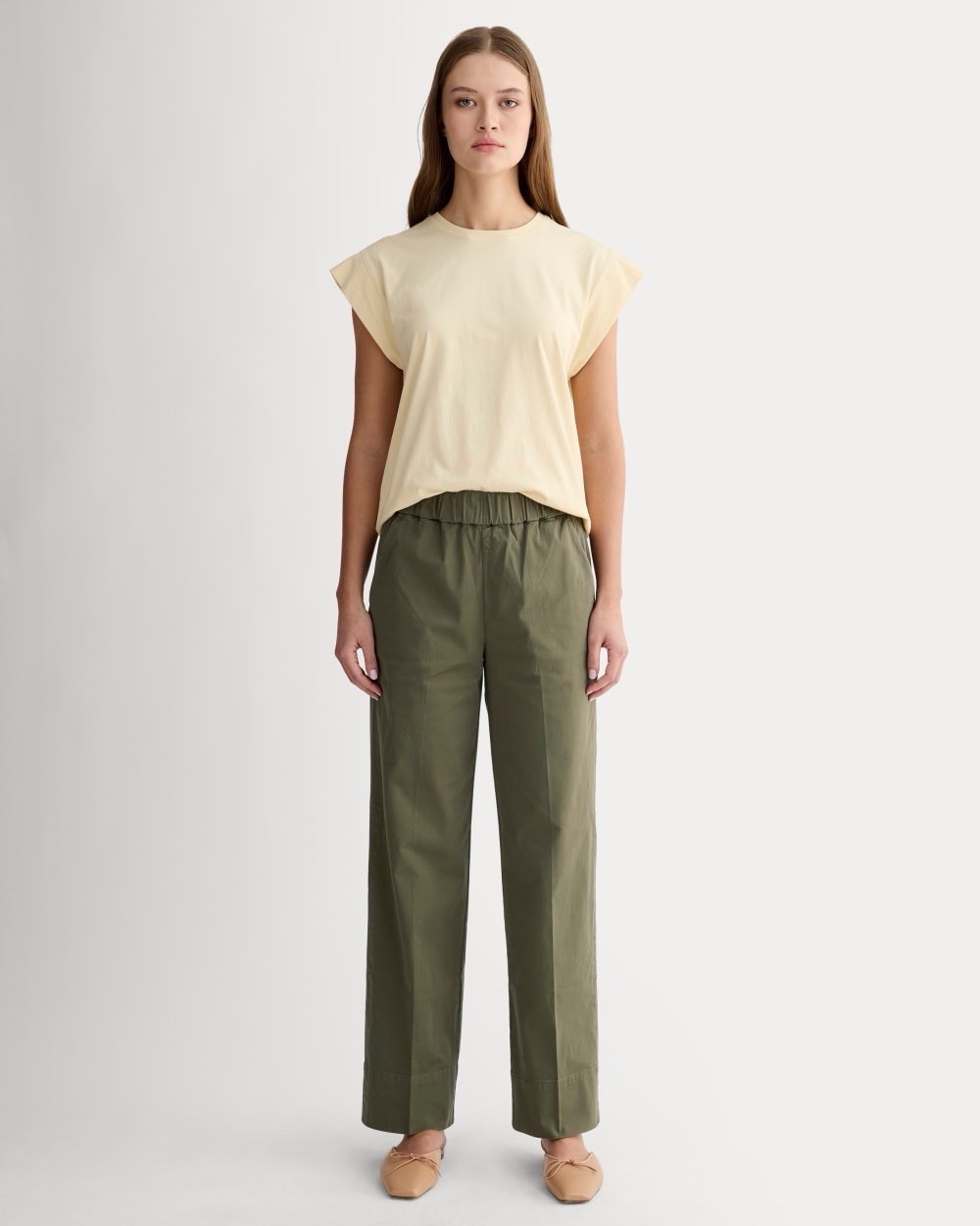 Everlane The Easy Pant Pull On Elastic Waist Women’s S Kalamata Green