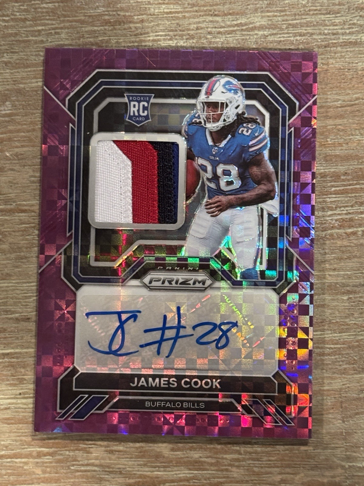 2022 Panini Prizm JAMES COOK Purple Power 4-Color Rookie Patch Auto RPA RC /49