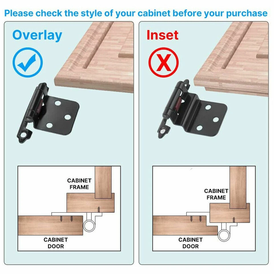 Lot Kitchen Cabinet Hinges Overlay Self Closing Face Mount Cupboard Door Hinge - Image 3 of 4