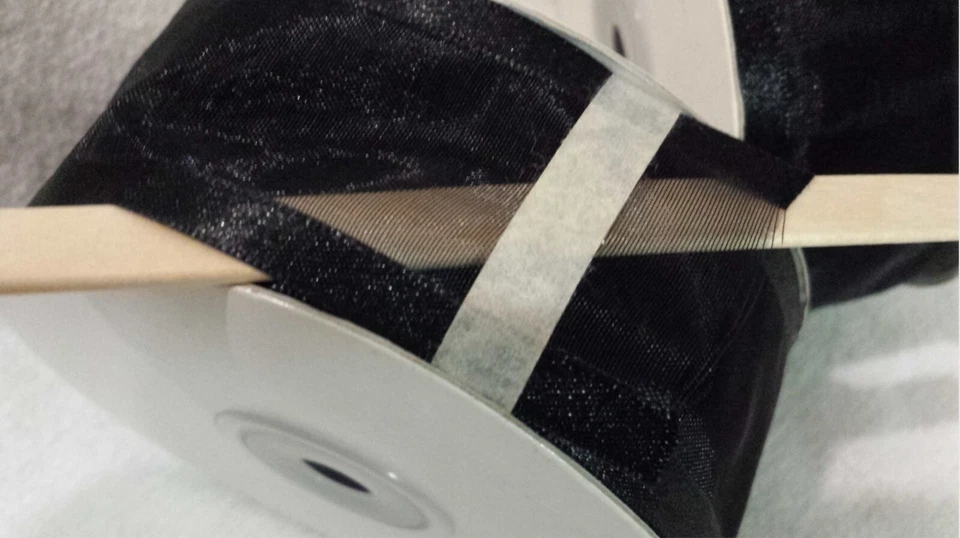 Lote/2 Rollos Cinta Nylon Borde Más Oscuro Cinta Organza Negra 1.5" x 25 yardas (x2) Foto 4 de 4