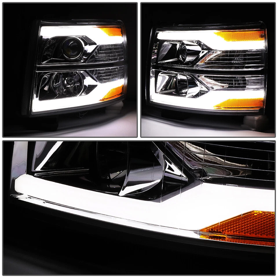 PARA 2007-2013 SILVERADO DRL TUBO PROJETOR FAROL COM KIT LED + VENTILADOR FRIO CROMADO - Imagem 3 de 4
