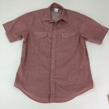 Wrangler Men's Button Down Shirt PEARL SNAP Red Pattern Size L