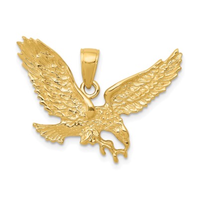 Echt 10kt Gelbgold massiv poliert Adler Anhänger