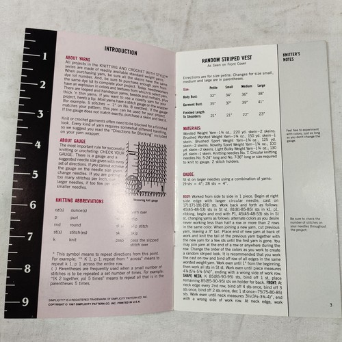 Simplicity Vintage 1987 Vests to Knit Yarn Knitting With Style Pattern Book 0469 - Picture 17 of 24