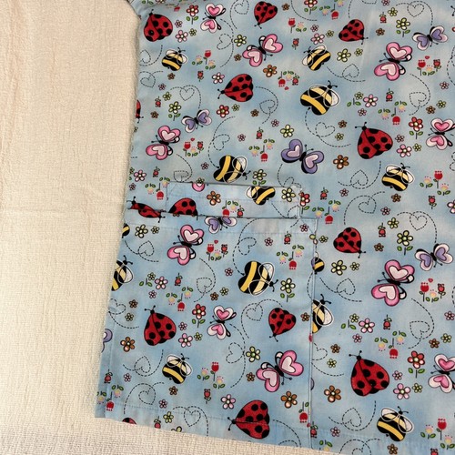 H. Q. Scrub Top V-Neck 3 Pocket Medical Uniforms Nurse Home Health Butterfly Med - Picture 7 of 7