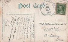 USS Virginia 1910 Naval Military Ship Cancel to Wheeling WV Vtg Postcard H31