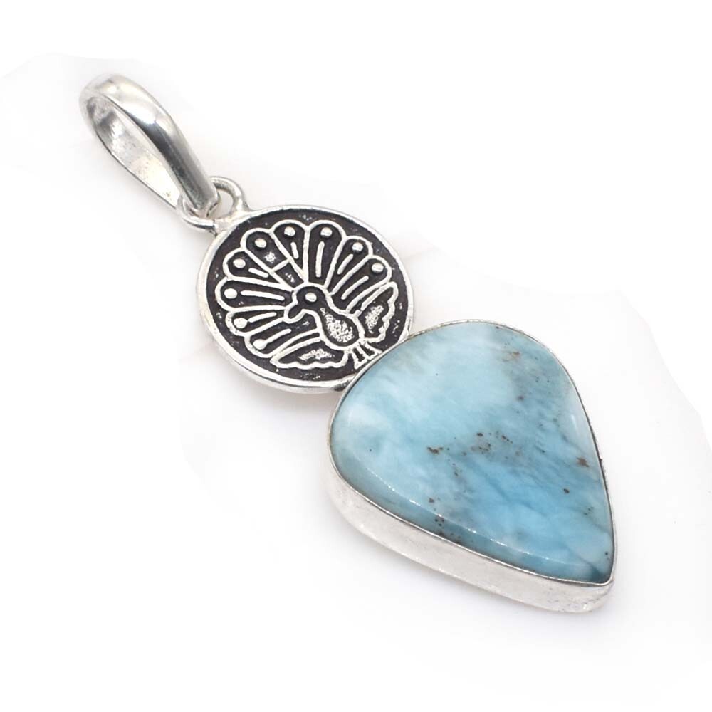 ❤larimar❤ Natural Blue Larimar Faceted Cube Dice Pendant 8mm 10mm 12mm