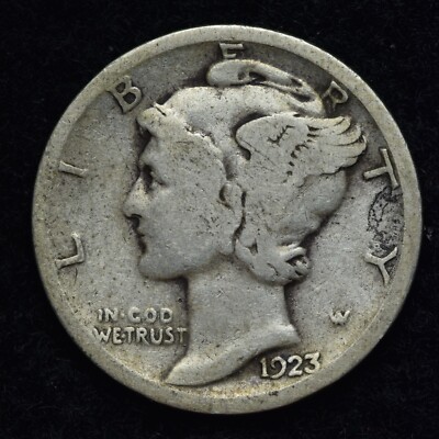 1923-S Mercury Silver Dime GOOD / VG FREE SHIPPING 