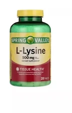 Spring Valley L-Lysine 500MG Dietary Supplement  250 Count Free Shipping Ex:8/26