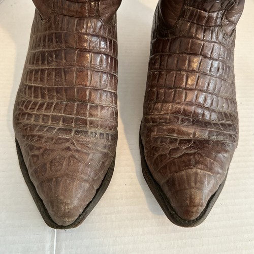 Los Altos Cowboy Boots Size 10 Crocodile Brown SOLES WORN THROUGH IN TOE - Picture 17 of 20