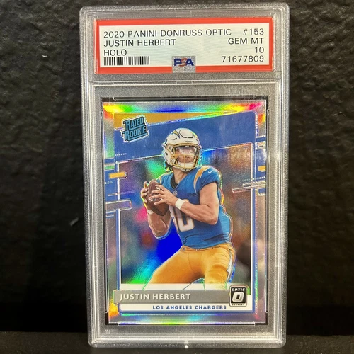 2020 Donruss Optic JUSTIN HERBERT Holo Silver #153 PSA 10 GEM MINT Rated Rookie
