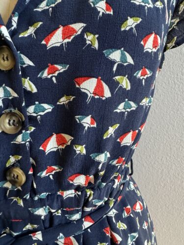 Maeve Anthropologie Womens 4 Dress Navy Blue Umbrella Print Catherine Beach EUC - Picture 4 of 5