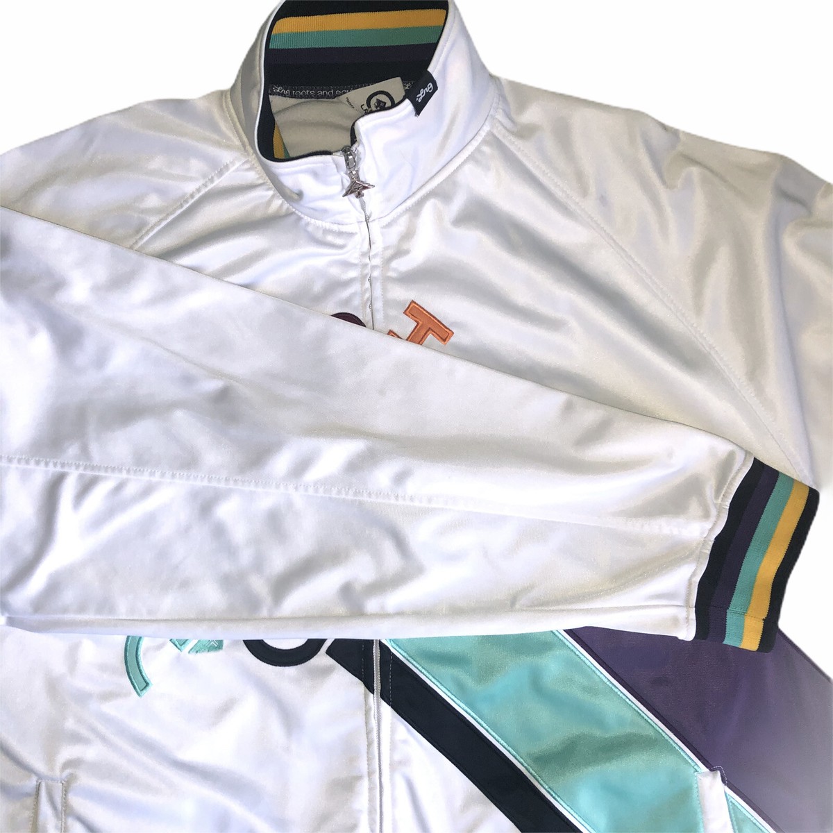 LRG Lifted Research Group Track jacket Mens 4XL white with rainbow 