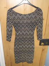 New Look Cocktail Party Dress UK 8 Sparkly Occasion Low Back Backless ZigZag LBD