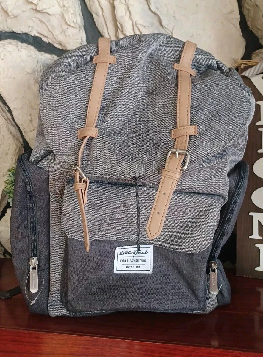 Eddie Bauer Legend Backpack Diaper Bag w/ 7 Pockets, Grey Heather Color