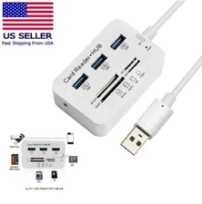 Aluminum 3 Port USB 3.0 Hub MS SD M2 TF Multi-In-1 Memory Card Reader Adapter US