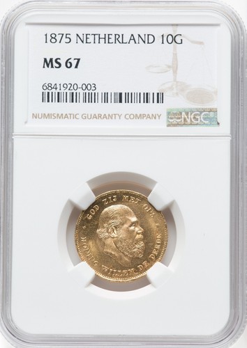 Netherlands - 1875 - Willem III - 10 Gulden - NGC MS67 - NONE FINER AT NGC - Picture 3 of 4