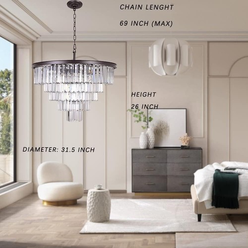 16-flammiger Luxus Kristall Bronze Kronleuchter 5-stufig Esszimmer oder Wohnzimmer NEU - Bild 3 von 5