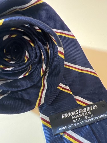 Brooks Brothers Makers All Silk Tie Blue/Striped 56" x3.5" - Picture 4 of 5