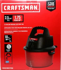 CRAFTSMAN CMXEVBE17250 2.5 GALLON PORTABLE WET/DRY VAC WITH 1.7G HP - NEW/SEALED