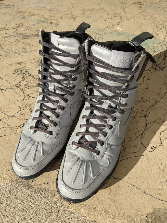 Nike Wmns Dunk Super Sky High Premium Reflect Silver Shoes US Sz