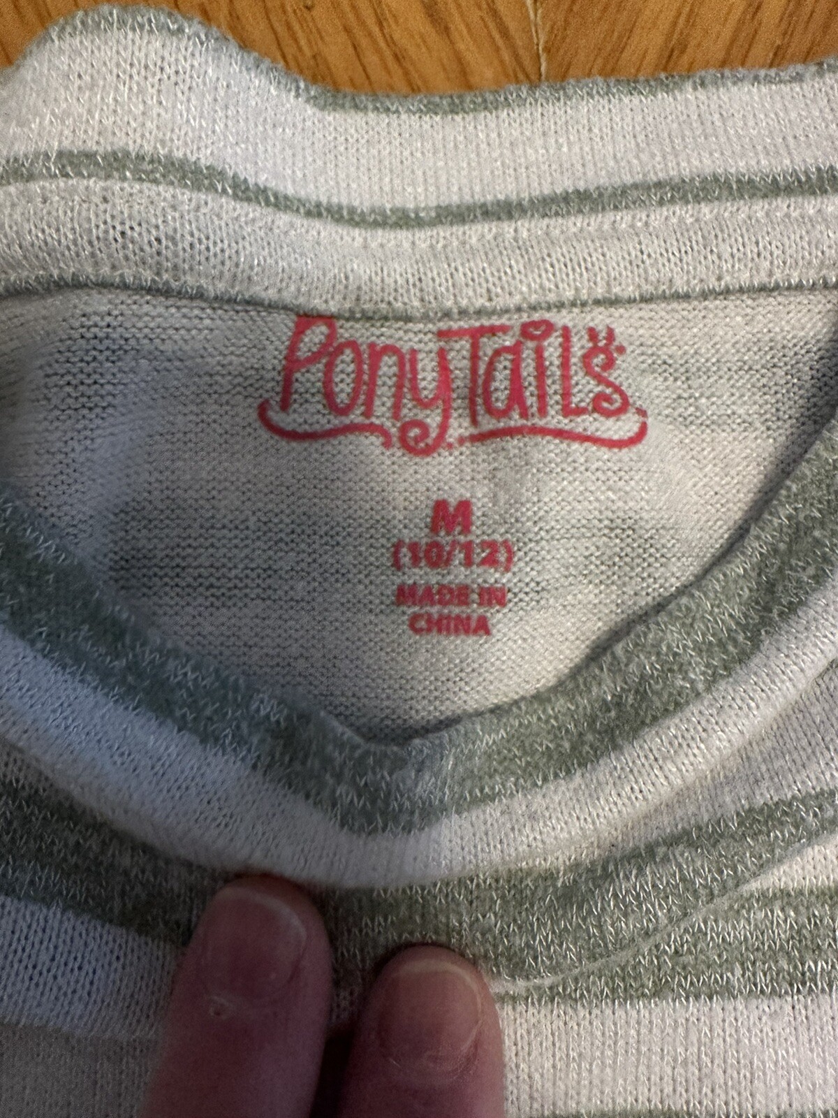 Camicia manica lunga Pony Tails Junior verde bianco a righe taglia M 10 12