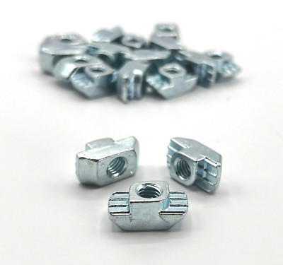 M8-1.25, Tee drop T Nut Zinc plated 45 series extrusion  10 mm Slot, lot 50