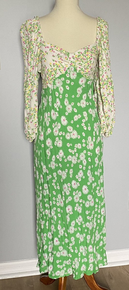 Rixo Target Collab Bohemian Floral Daisy Puff Sleeve Midi Dress