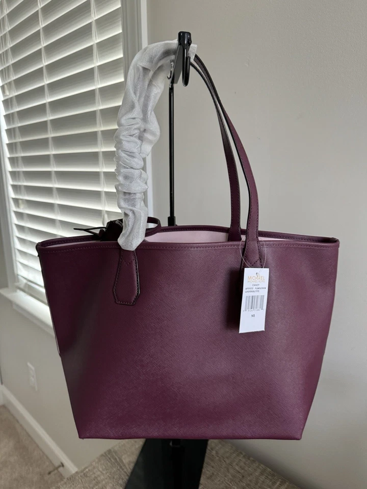 Новый с Ярлыками Michael Kors сафьяновой кожи конфеты большой двусторонняя сумка с короткими ручками сливы/цветок - Изображение 4 из 4