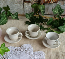 ANCIENNE DINETTE TASSES SOUS TASSES PORCELAINE FAIENCE CAFE POUPEE JOUET