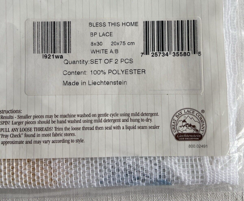 Great Bay Lace 8X30" Bell Pull Bless Our Home Wall Deco Hanging Runner White NOS - Picture 6 of 7