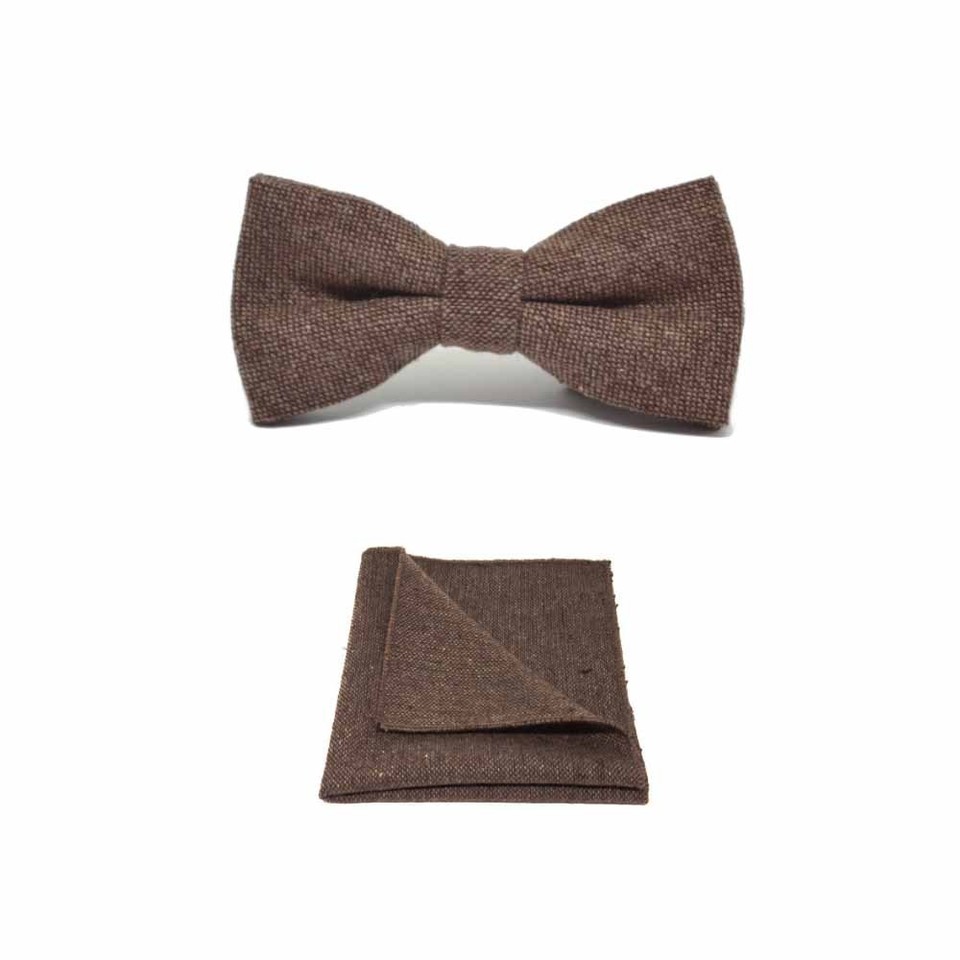 Conjunto De Corbata De Moño Y Pañuelo Para Hombre De Arpillera Marrón Highland