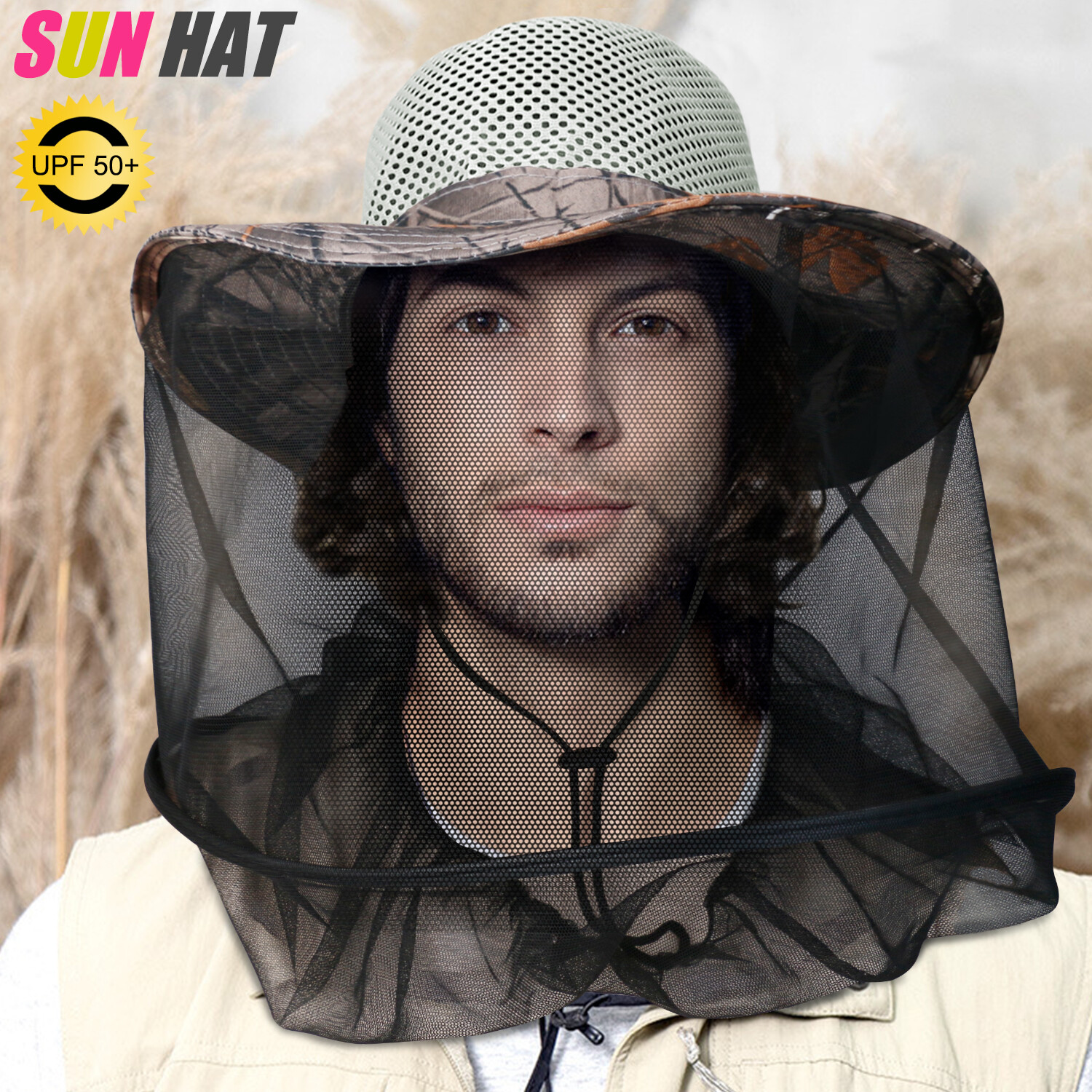 Anti Mosquito Bug Bee Insect Net Hat Fishing Hidden Mesh Cap Head Face ...