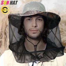 Anti Mosquito Bug Bee Insect Net Hat Fishing Hidden Mesh Cap Head Face Protector