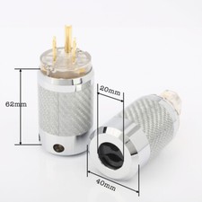 Pair HiFi US EU Schuko Power Plug Gold Rhodium Plated IEC C13 C15 Connector
