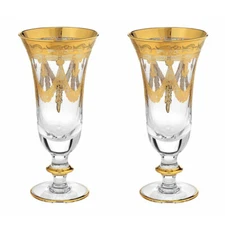 Set of 2 Interglass Italy Crystal Glasses - Clear Italian Champagne Flutes
