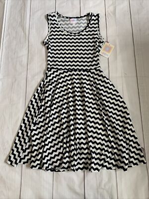 LulaRoe Niki Dress Womens Size XS Navy Blue White Chevron