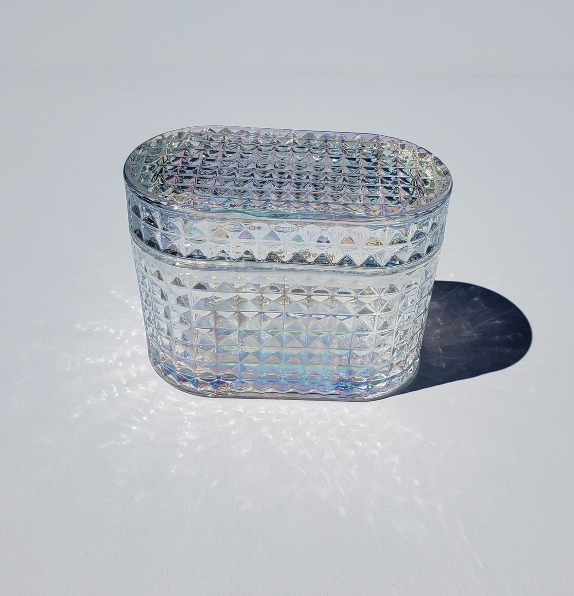 Target Bullseye Playground Iridescent Sparkle Glass Trinket Vanity Jewelry  Box