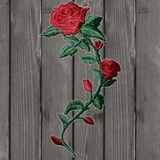 Red Rose Embroidered Patch — Iron On