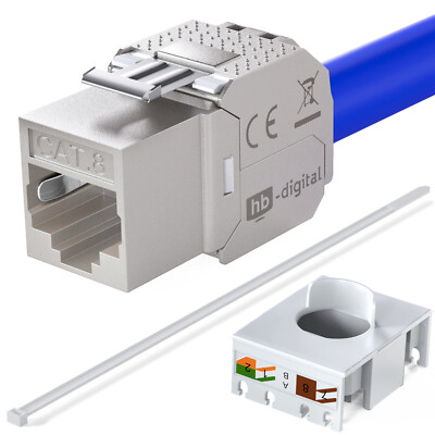 HB-DIGITAL Keystone Modul RJ45 CAT 8 LSA STP - Silber (5858