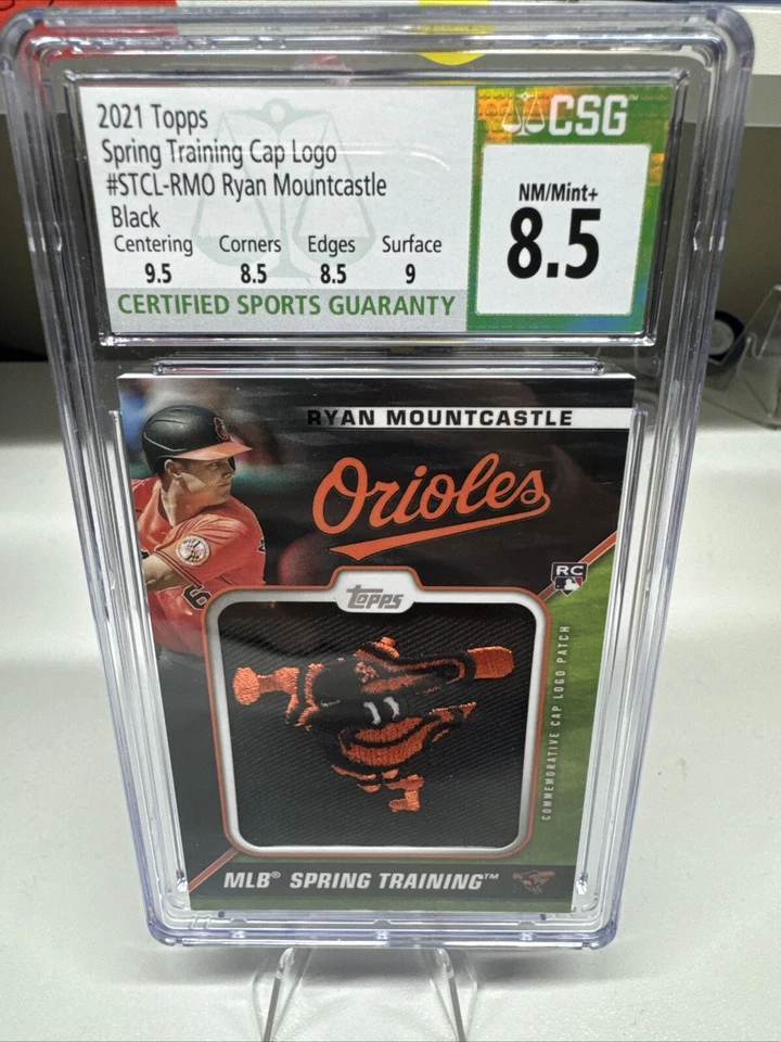 Ryan Mountcastle RC 2021 Topps RC Cap Logo Patch Black  #/299 Orioles Csg 8.5 - Image 2 of 4