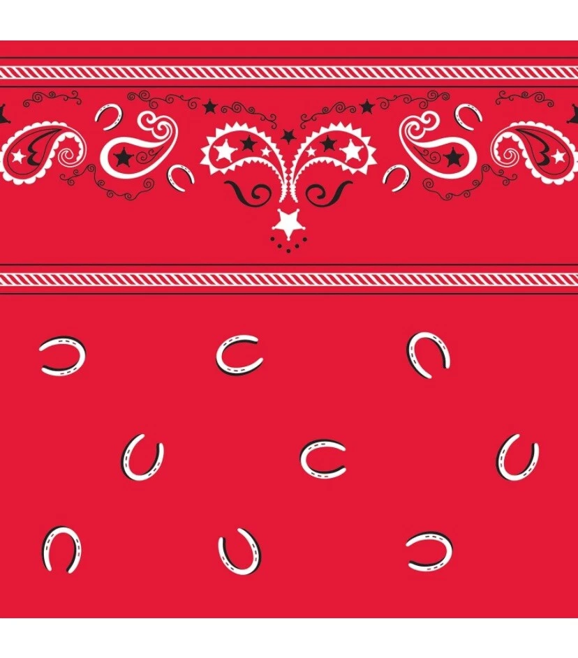 Mantel de plástico Western Red Bandana Banquete 54" x 106" vajilla decoración Foto 2 de 4