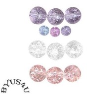 GLASS BEADS CRACKLE ROUND COLOR CHOICES 15 inch strand SALE