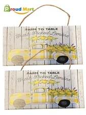 Lot of 2 Twisted R Design Vintage Yellow Lemon Truck Sign 5" x 10" Farm To Table