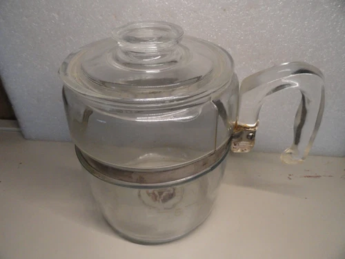 Vintage Pyrex Flameware Glass Coffee Percolator 6-9 Cup 7759-B Pot And Lid Only