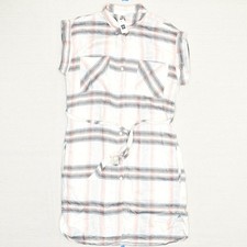 NEW Gap Women Shirt Dress Belted Plaid Short Sleeve Rayon Multicolor Size S