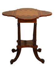 Tavolino da Gioco Scacchiera Biscottini Radica Noce Dama Scacchi Legno 81x81x78